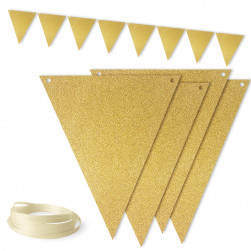 Гирлянда Флажки, Золото, с блестками, 500 см, 13*18 см*12 шт, 1 упак.