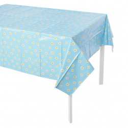 Скатерть одноразовая, Ромашки, Голубой, Металлик, 137*183 см, 1 шт.