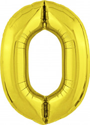 Шар (40''/102 см) Цифра, 0 Slim, Золото, 1 шт. в уп.