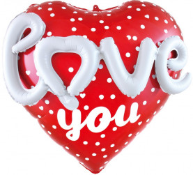 Шар (25''/64 см) Сердце, 3D Love (признание в любви), Красный, 1 шт. в уп.