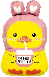 Шар (12''/30 см) Мини-фигура, Уточка, 5 шт. в уп.