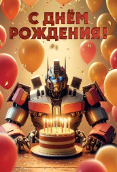 Открытка, С Днем Рождения! (трансформер с тортом), 12,6*18,2 см, 1 шт.