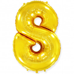 Шар (40''/102 см) Цифра, 8, Золото, 1 шт. в уп.