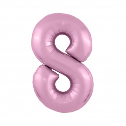 Шар (40''/102 см) Цифра, 8 Slim, Фламинго, 1 шт. в уп.