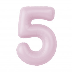 Шар (40''/102 см) Цифра, 5 Slim, Зефирный, 1 шт. в уп.