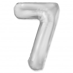 Шар (40''/102 см) Цифра, 7 Slim, Серебро, 1 шт. в уп.