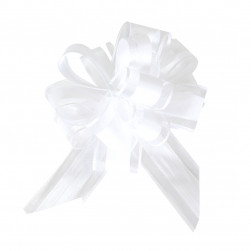 Текстильный бант Шар, Широкая полоса, Белый, 15 см, 1 шт. в упак.