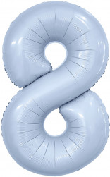 Шар (40''/102 см) Цифра, 8 Slim, Небесный, 1 шт. в уп.
