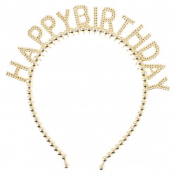 Ободок, Happy Birthday, Сверкающий жемчуг, Золото, 1 шт.