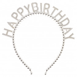 Ободок, Happy Birthday, Сверкающий жемчуг, Серебро, 1 шт.