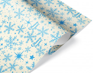 Упаковочная бумага 70гр (0,6*10 м) Новогодние снежинки, 1 шт.