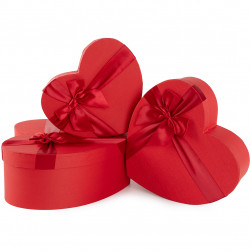 Набор коробок Сердце, с бантом, Красный, 31*28*12 см, 3 шт. в упак.