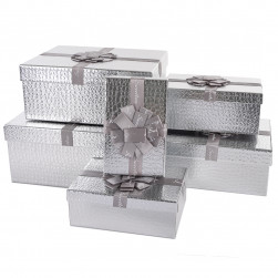 Набор коробок Эффектный подарок, Серебро, Металлик, 32*25*14 см, 6 шт. в упак.