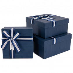 Набор коробок Элегант, Темно-синий, 19*19*9,8 см, 3 шт. в упак.