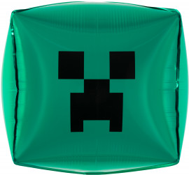 Шар 3D (22''/56 см) Куб, Пиксельный монстр, Зеленый, 1 шт. в уп. (цв.этик.)