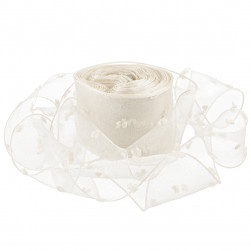 Лента декоративная (4 см*9,14 м) Воздушные точки, Кремовый, 1 шт.