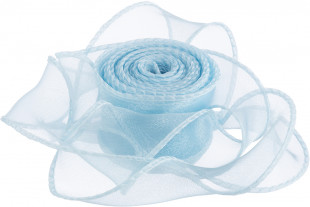Лента декоративная (4 см*9,14 м) Органза с леской, Голубой, 1 шт.
