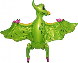 Шар 3D (32''/81 см) Фигура, Динозавр Птеродактиль, Зеленый, 1 шт. в уп.