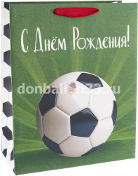 Пакет подарочный, 210гр, С Днем Рождения! (футбол), 32*26*12 см, 1 шт.