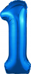 Шар (40''/102 см) Цифра, 1 Slim, Синий, 1 шт. в уп.