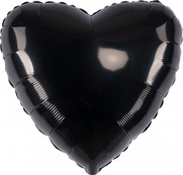 Шар (18''/46 см) Сердце, Черный, 1 шт.