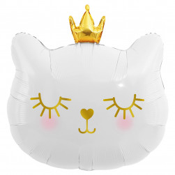 Шар с клапаном (11''/28 см) Мини-фигура, Котенок Принцесса, Белый, 5 шт. в уп. (цв.этик.)