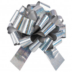 Бант Шар, Серебро, Голография, 36 см, 1 шт. в упак.