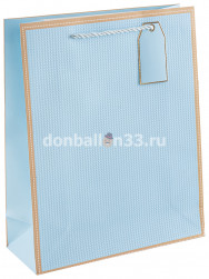 Пакет подарочный, 210гр, Золотой кант, Дизайн №1, Голубой, 23*18*10 см, 1 шт.