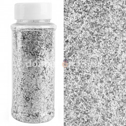 Конфетти фольга Шестиугольники, Серебро, Голография, 0,1 см, 90 г.