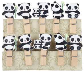 Декоративные прищепки, Панды, 3,5 см. Ассорти, 10 шт.