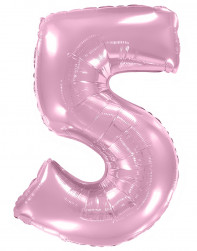 Шар (40''/102 см) Цифра, 5, Розовый, Макарунс, 1 шт. в уп.