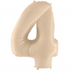 Шар (40''/102 см) Цифра, 4, Кремовый, 1 шт. в уп.