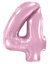 Шар (40''/102 см) Цифра, 4, Розовый, Макарунс, 1 шт. в уп.