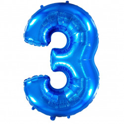 Шар (40''/102 см) Цифра, 3, Синий, 1 шт. в уп.