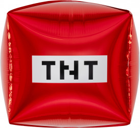 Шар 3D (22''/56 см) Куб, Пиксели, TNT, Красный, 1 шт. в уп. (цв.этик.)