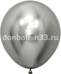 Шар (18''/46 см), Reflex, Зеркальный блеск, Серебро (981), хром, 6 шт.