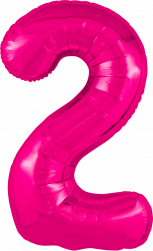 Шар (40''/102 см) Цифра, 2 Slim, Фуксия, 1 шт. в уп.