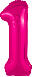 Шар (40''/102 см) Цифра, 1 Slim, Фуксия, 1 шт. в уп.