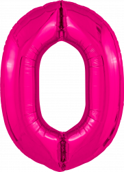 Шар (40''/102 см) Цифра, 0 Slim, Фуксия, 1 шт. в уп.