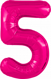 Шар (40''/102 см) Цифра, 5 Slim, Фуксия, 1 шт. в уп.