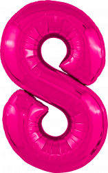 Шар (40''/102 см) Цифра, 8 Slim, Фуксия, 1 шт. в уп.