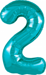 Шар (40''/102 см) Цифра, 2 Slim, Океан, 1 шт. в уп.
