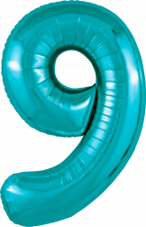 Шар (40''/102 см) Цифра, 9 Slim, Океан, 1 шт. в уп.