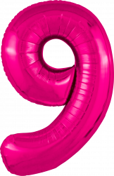 Шар (40''/102 см) Цифра, 9 Slim, Фуксия, 1 шт. в уп.