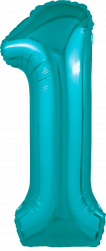 Шар (40''/102 см) Цифра, 1 Slim, Океан, 1 шт. в уп.