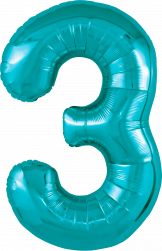 Шар (40''/102 см) Цифра, 3 Slim, Океан, 1 шт. в уп.