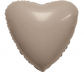 Шар (19''/48 см) Сердце, Мистик, Кофе Латте, Сатин, 1 шт.