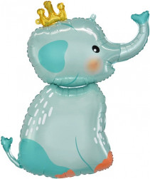 Шар с клапаном (17''/43 см) Мини-фигура, Слоненок в короне, 1 шт.