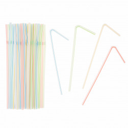 Трубочки для коктейлей (пластик), Вертикальные полосы, Ассорти, 50 шт. в упак.