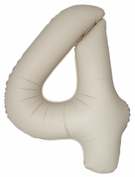 Шар (40''/102 см) Цифра, 4 Slim, Кремовый Латте, Матовый, 1 шт. в уп.